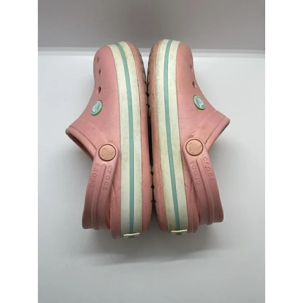 Crocs Kids Crocband Clog Slip On Sandal Pink White Size 2 Lightweight 204537